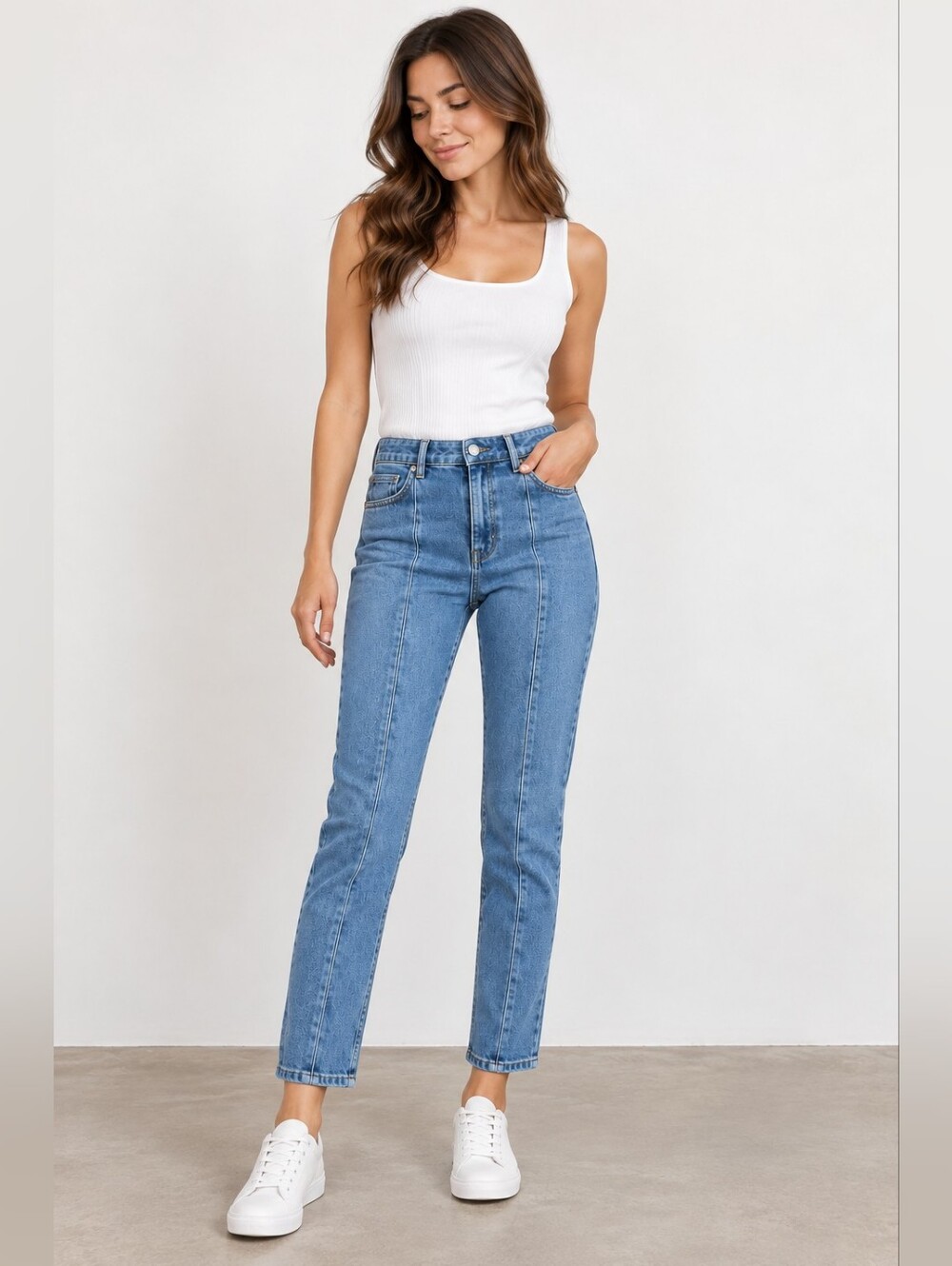 PacSun Mom Jeans Size 24 High Rise Medium Wash Front Seam Straight Leg Denim